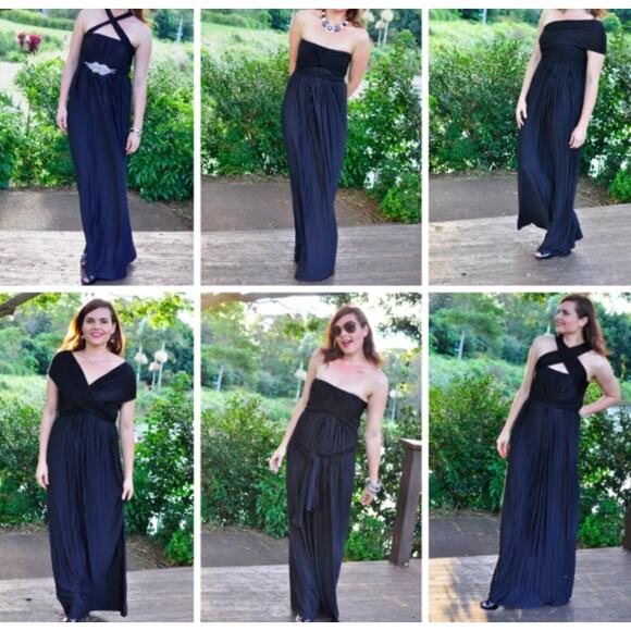 Sacha Drake Grecian Convertible Maxi Dress Pleated - Picture 5 of 11